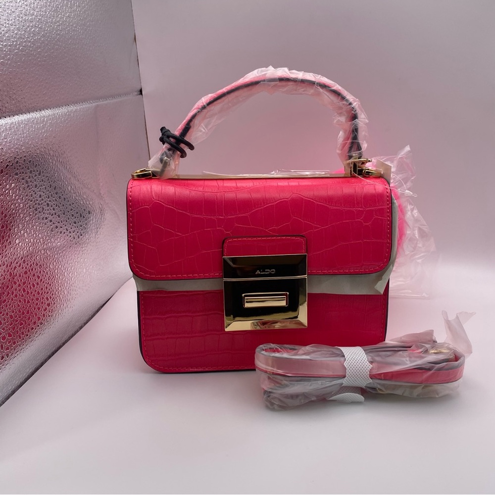 Aldo Chiadda  Bright Pink Women's Top Handle Handbag Shoulder Strap - Picture 8 of 13